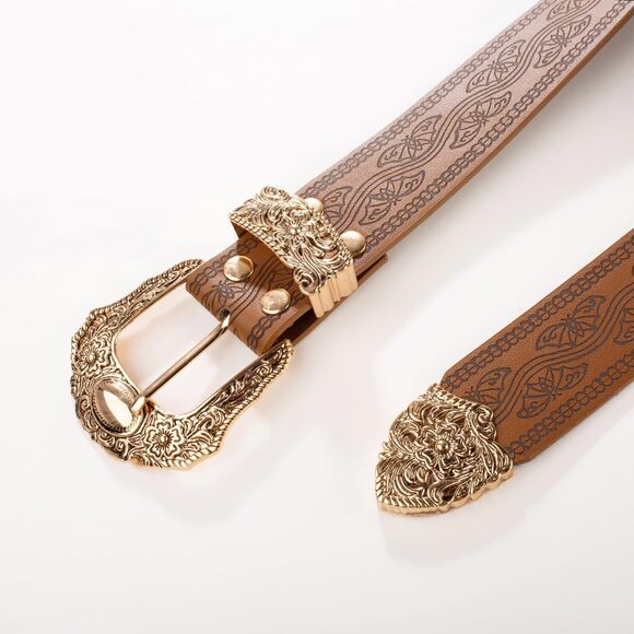 Brown Belt Women Renaissance Vintage Leather Waist Belts With Buckle Dark🐭 - Picture 8 of 8